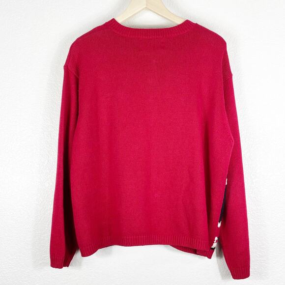 Vintage Women's Red White Blue Embroidered Grannycore Sweater Sz XL Americana - Picture 2 of 9